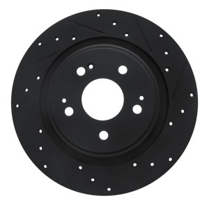 Acura MDX Brake Rotor (1) - Rear Right - R1 Concepts - Drilled & Slotted - Black - `17-`20